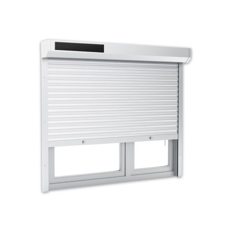 Volet roulant aluminium avec motorisation somfy solaire blanc