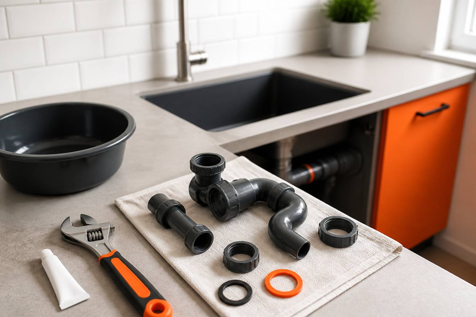 Outils de plomberie avec clé à molette et joint de rechange