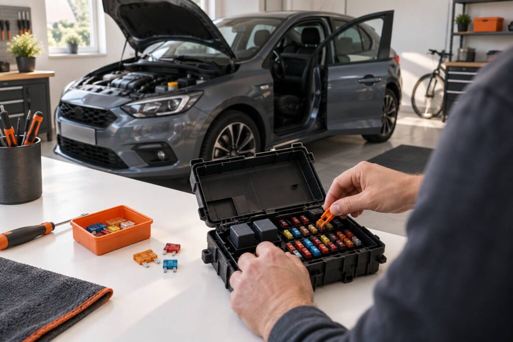 Illustration éditoriale du sujet : Guide pratique : Comment remplacer les fusibles de votre voiture pas à pas