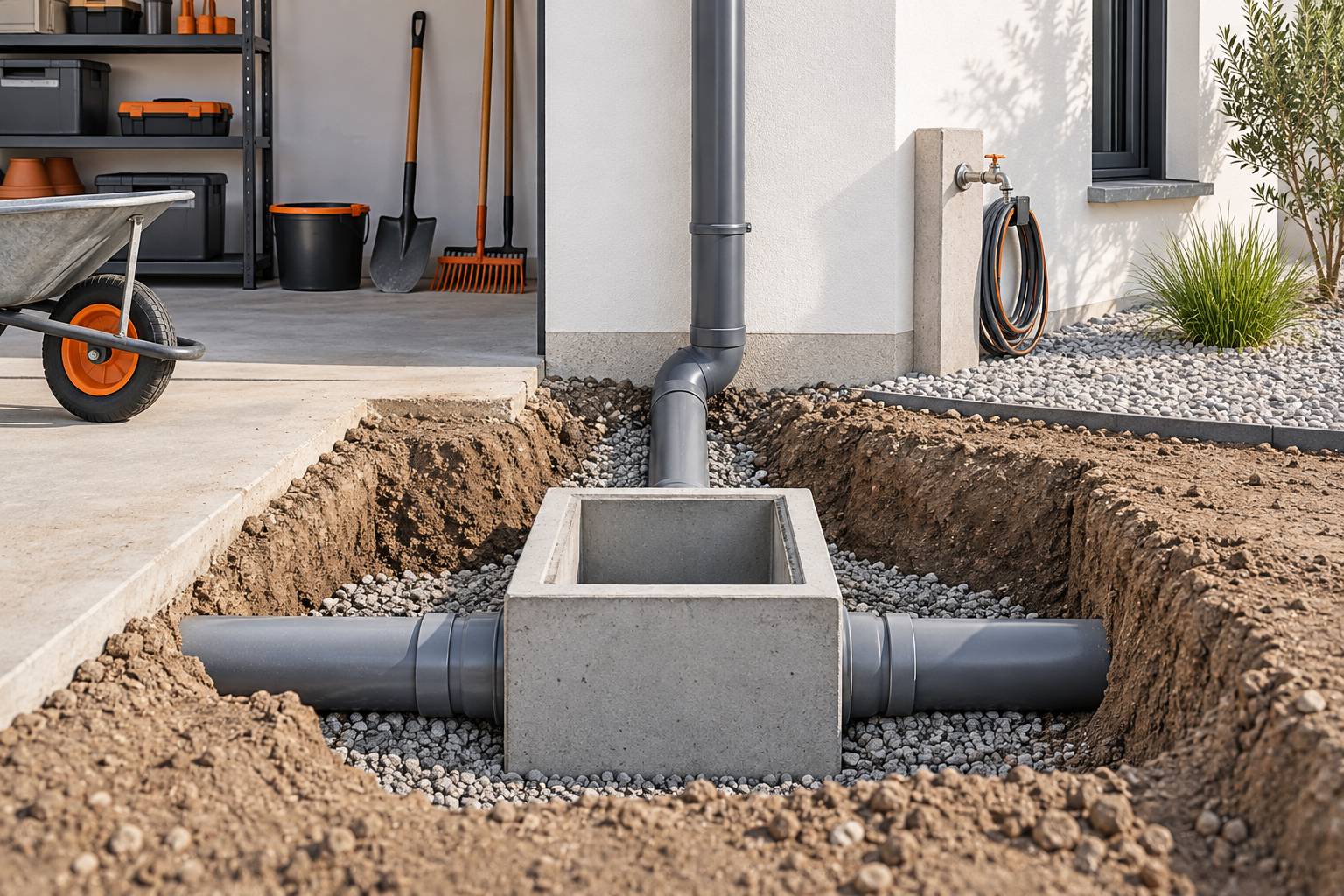 Illustration éditoriale du sujet : Guide pratique : Installer et connecter un regard en béton étape par étape