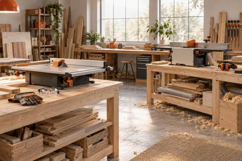 Deux machines a bois dans un atelier propre et range